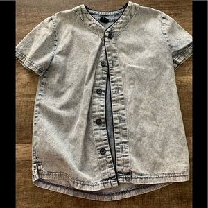 Light wash denim button up shirt
